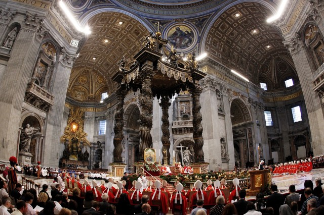 Pope Benedict XVI conducts the holy mass of Pentecost Sunday in Saint Peter's Basilica at the Vatican