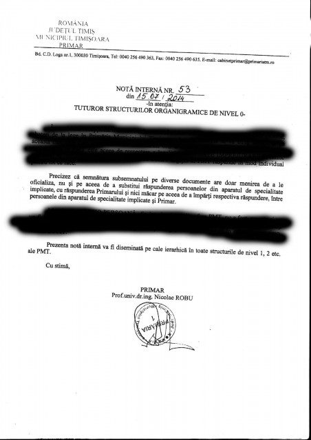 nota interna robu