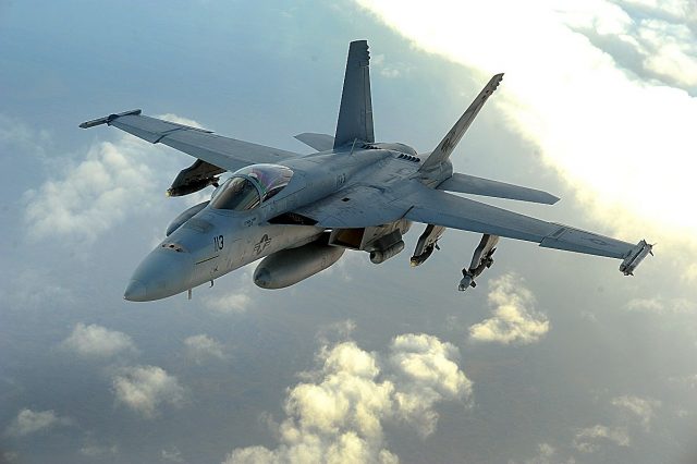 A  U.S. Navy F/A-18 Super Hornet from VFA-31 fly's a combat patrol over in Afghanistan on Dec. 15 2008. (cleared for release)(Photo by Staff Sgt. Aaron Allmon)